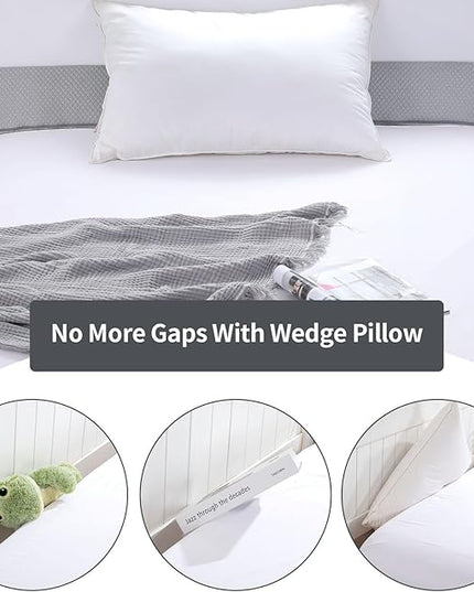 Pillow Wedge for Headboard Gap,Bed Gap Filler Twin Size,Foldable Bed Wedge Pillow for Headboard,Light Grey Bed Wedge Gap Filler,Foam Mattress Gap Filler,39"x6"x6" - LeafyLoom