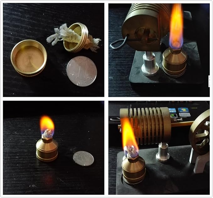 Sunnytech Mini Brass Metal Alcohol Lamp for Stirling Engine Steam Engine Alcohol Burner Can Be Used to Boil Tea Coffee M095-1 - LeafyLoom