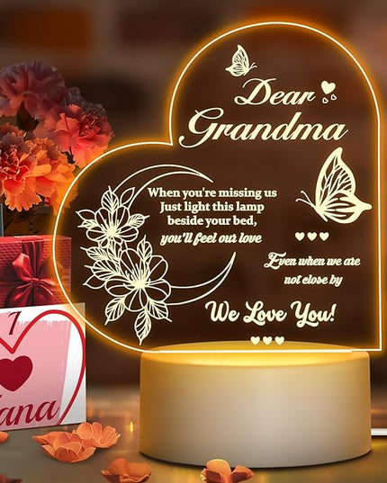 Linkax Grandma Birthday Gifts for Nana from Grandchildren, Grandma Gifts from Granddaughter Grandson, Birthday Gifts for Grandma Engraved Night Light, Mothers Day Thanksgiving Gifts for Nana Mimi - LeafyLoom