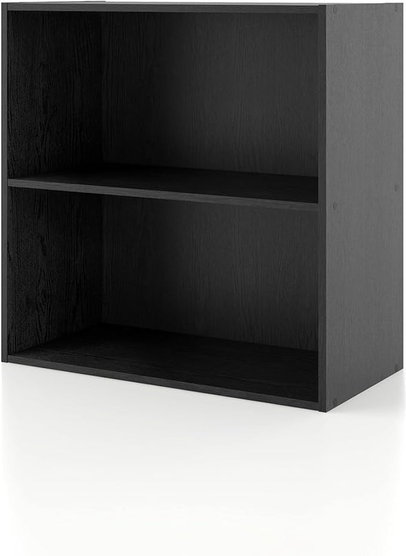 Apexa 2-Tier Cube Storage Organizer Shelves, Stackable Wood Bookcase Fits Cubby Bins for Organization, Dorm Teen Room Decor & Home Office, Black - LeafyLoom