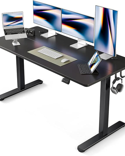 FEZIBO Electric Standing Desk, 60 x 24 Inches Height Adjustable Stand up Desk, Sit Stand Home Office Desk, Computer Desk, Black - LeafyLoom