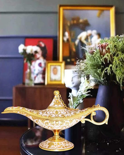 Vintage Legend Aladdin Lamp Magic Genie Wishing Light,Collectable Rare Classic Arabian Costume Props Lamp Tabletop Decor Crafts for Home/Wedding Decoration&Gift for Party/Halloween/Birthday - LeafyLoom