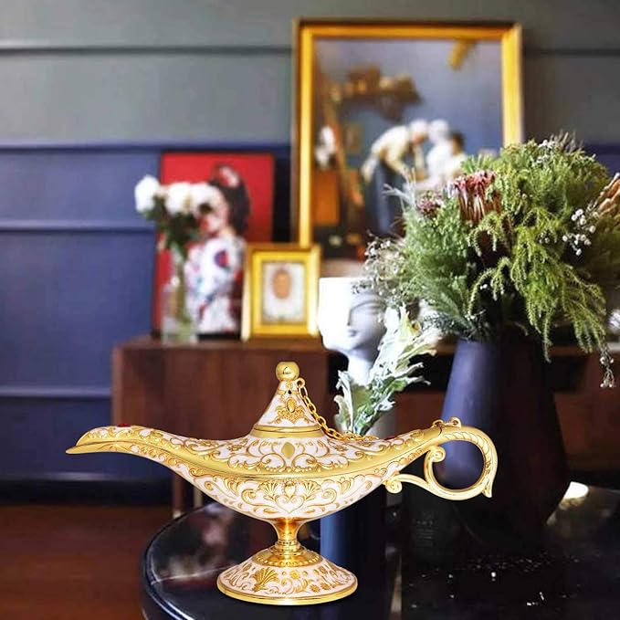 Vintage Legend Aladdin Lamp Magic Genie Wishing Light,Collectable Rare Classic Arabian Costume Props Lamp Tabletop Decor Crafts for Home/Wedding Decoration&Gift for Party/Halloween/Birthday - LeafyLoom