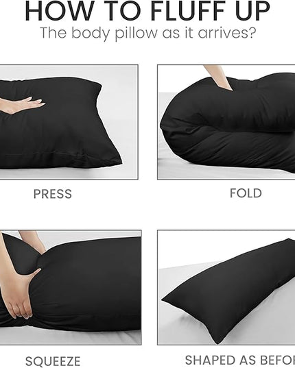 Utopia Bedding Full Body Pillow for Adults (Black, 20 x 54 Inch, Pack of 06) Long Pillow for Sleeping, Large Pillow Insert for Side Sleepers - LeafyLoom