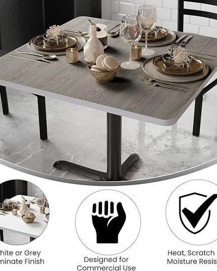 Flash Furniture 36" Square Table Reversible Laminate Top, White/Gray - LeafyLoom
