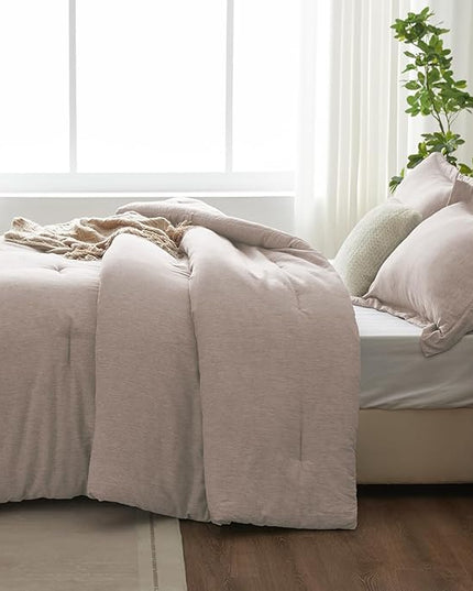CozyLux Twin/Twin XL Comforter Set Dorm Bedding - 2 Pieces Warm Taupe Twin Extra Long Soft Luxury Cationic Tan Dyeing Comforter for College, Breathable Bed Sets with 1 Comforter and 1 Pillow Sham - LeafyLoom