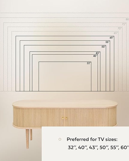 55'' TV Stand with Storage and Shelves designed to fit 32’’ - 60'' TVs. Wood Entertainment Center for Living Room and Bedroom, Media Console and Modern TV Console Table (Oak) - LeafyLoom