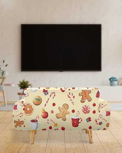 FKELYI Cute Christmas Sofa Couch Cover with Elastic Bottom Stretch Furniture Protector for Indoor Easy Going Stretch Sofa Slipcovers L FKELYI