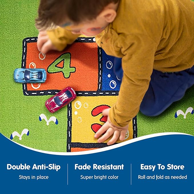 Booooom Jackson Hopscotch Kid Rug 31''x70'' Kids Preschool Rugs for3, 4, 5, 6, and 7 Year Olds,Kids Rugs for Classroom and Bedroom - LeafyLoom