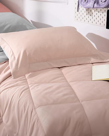 Bedsure Blush Pink Twin XL Comforter Set with Sheets - 5 Pieces Reversible Twin XL Bed in a Bag for College, Twin XL Bedding Set with Comforters, Sheets, Pillowcase & Sham - LeafyLoom
