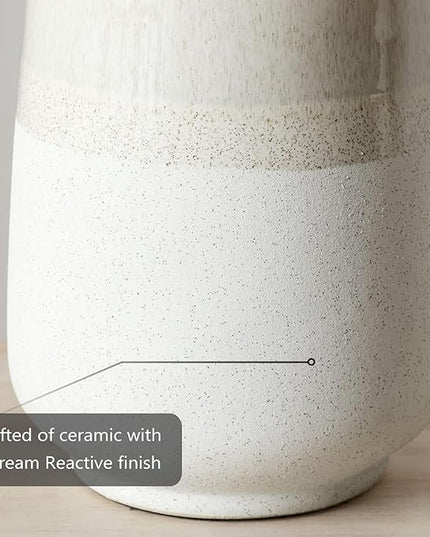 Tall Ceramic Table Lamp Set of 2, White Lamps for Bedroom Farmhouse Rustic Lamp Set Bedside Nightstand Lamps Set of Two Side Table Lamps for Living Room, 22IN - LeafyLoom
