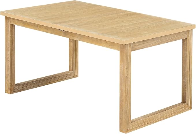 Natural Piece Extendable Dining Table Set for 6 Finish with Upholstered Chairs and Bench - LeafyLoom