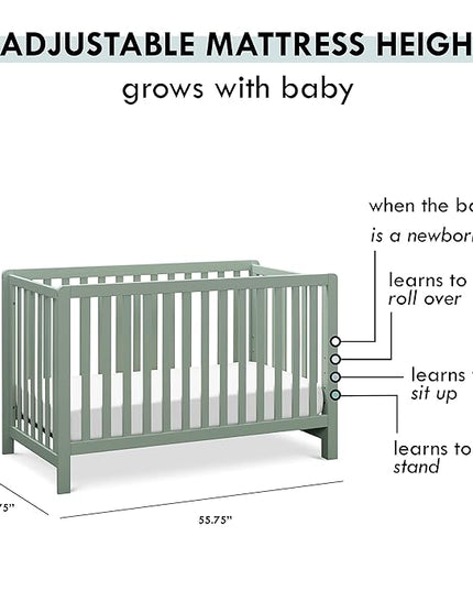 Carter's by DaVinci Colby 4-in-1 Low-Profile Convertible Crib in Light Sage, Greenguard Gold Certified - LeafyLoom
