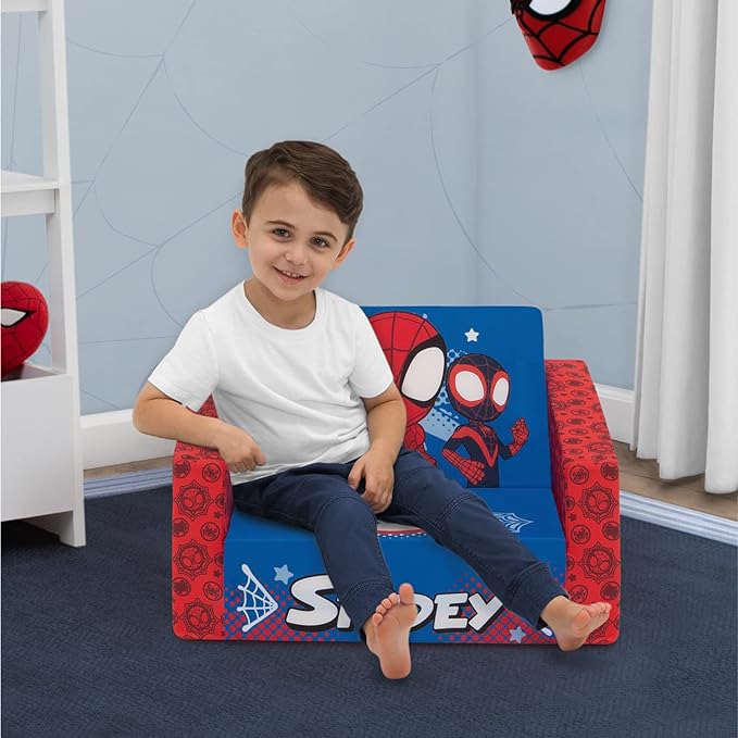 Delta Children Marvel Spidey and His Amazing Friends Cozee Flip-Out Chair - 2-in-1 Convertible Chair to Lounger for Kids - LeafyLoom