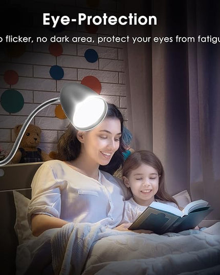 Desk lamp with Clamp, Non-Dimmable Clip Light for Bed and Desk, 4000K Cool White, 3.5W 240 LM Flexible Gooseneck lamp, Eye Protection, ETL Listed - LeafyLoom