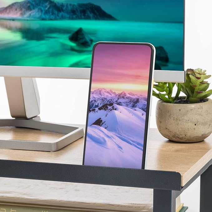 IRIS OWDN-8862 Computer Desk with Organizer, Monitor Stand, and Cable Tray, 31" - Rustic, Wood - LeafyLoom