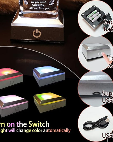 DUOQIAN Class of 2024 Graduation Gifts High School College Graduation Gift for Her Him Unique, 3D Crystal Layser Engraved with Colorful LED Display Base - LeafyLoom