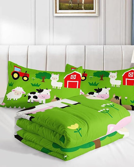 Farm Animal Comforter,Pig Cow Sheep Comforter Set for Kids Teens Girls Boys,3Pcs Bedding Set Printed Comforter with 2 Pillowcases,Down Alternative,Soft and Lightweight，Full Size - LeafyLoom
