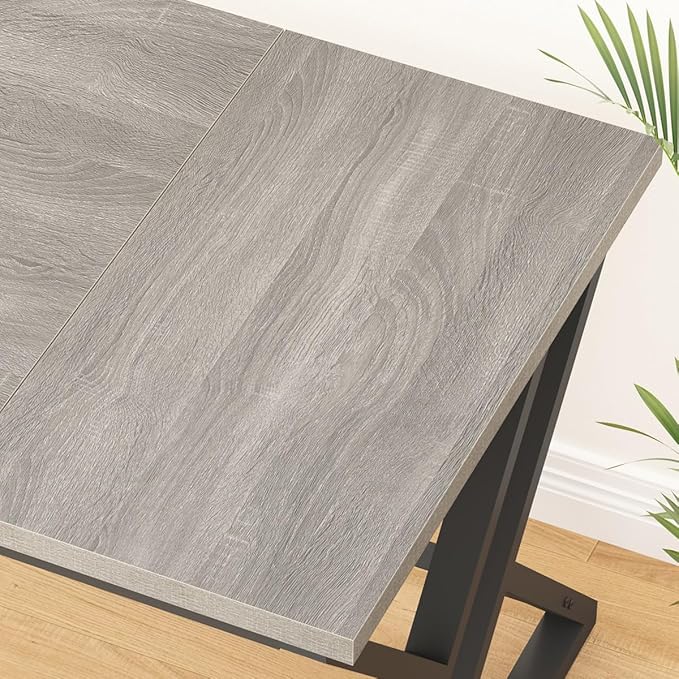 LVB 70.8" Long Office Desk, Modern Large Wood Metal Computer Desk, Industrial Double Workstation Desk for Two People, Rustic PC Executive Work Study Writing Computer Table for Home, Light Grey Oak - LeafyLoom