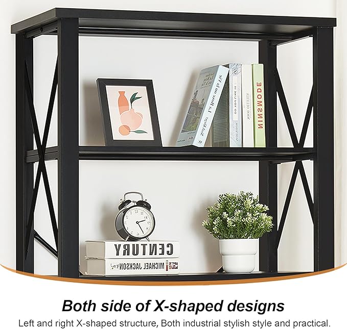HOMBAZAAR Bookshelf, 6-Tier Industrial Bookshelf, Etagere Bookcases and Bookshelves, Tall Bookshelf Storage Organizer, Freestanding Bookshelf for Living Room, Bedroom and Home Office，Black - LeafyLoom