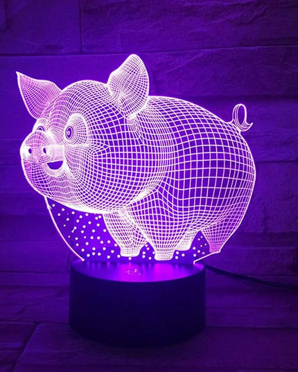 Pig 3D Lamp Toys for Girls Boys Room, Night Light Bedside Decor Gifts for Kids Baby, 7 Colors Changing Nightlight with Smart Control - LeafyLoom