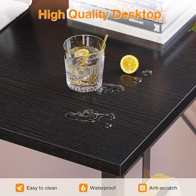 ODK Computer Desk Large Office Desk, 55 Inch Gaming Desk with Storage, Modern PC Desk Work Table with Headphone Hook for Home Office, Black - LeafyLoom