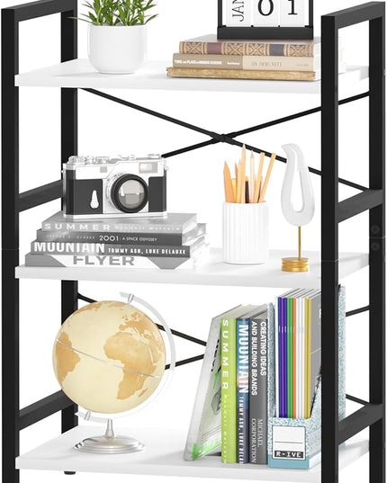 Yoobure Bookshelf Small Book Shelf, Solid Industrial 3 Tier Shelf Bookcase, Short Book Case for Bedroom, Living Room, Office Home, Small Spaces, White - LeafyLoom