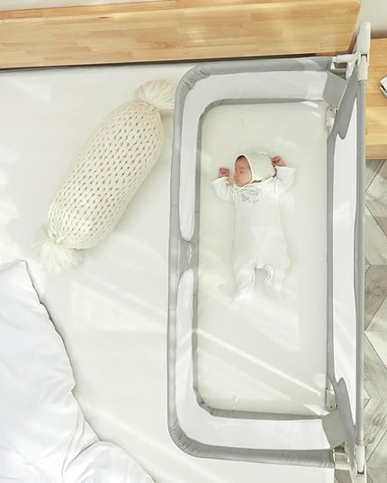 SISTINE Baby Bedside Crib, 3 in 1 Baby Bassinet, Baby bedside bassinet, Safe bedside bassinet,Crib Safe Sleeping Together，Infant/Baby Boy/Baby Girl/Crib Side Bassinet (Gray) - LeafyLoom