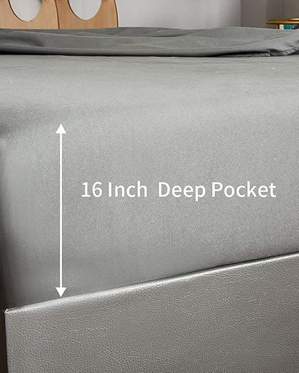 Bed Sheet Set - Brushed Microfiber Bedding - Bedding Sheets & Pillowcases - Deep Pockets - Easy Fit - Breathable & Cooling Sheets - 4 Piece Full Dark Gray Sheet - LeafyLoom