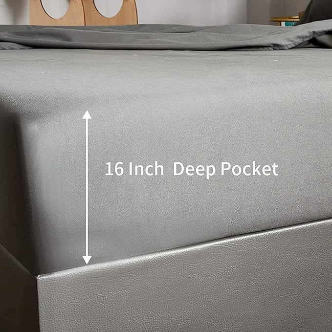Bed Sheet Set - Brushed Microfiber Bedding - Bedding Sheets & Pillowcases - Deep Pockets - Easy Fit - Breathable & Cooling Sheets - 4 Piece Full Dark Gray Sheet - LeafyLoom