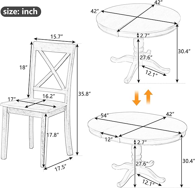 Merax 5 Pieces Dining Table Set,Retro Style Chairs with Solid Legs for Kitchen Diningroom, Natural Wood Wash - LeafyLoom