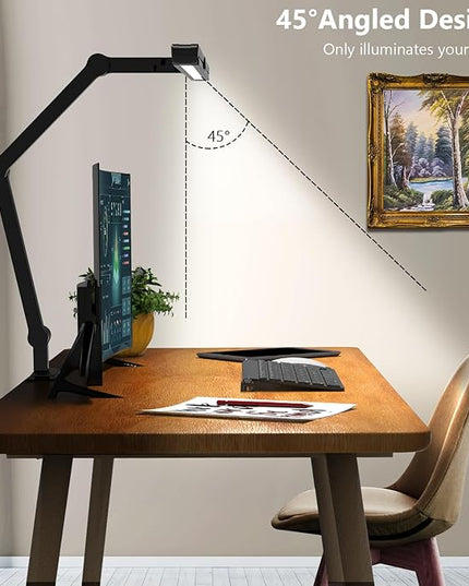 Micomlan 36W Bright Led Desk Lamp with Clamp, 47 Inches Long Architect Desk Lamp Home Office, Dimmable Desk Light with Remote Adjustable Monitor Light Bar Tall Office Light for Computer Table Desktop - LeafyLoom