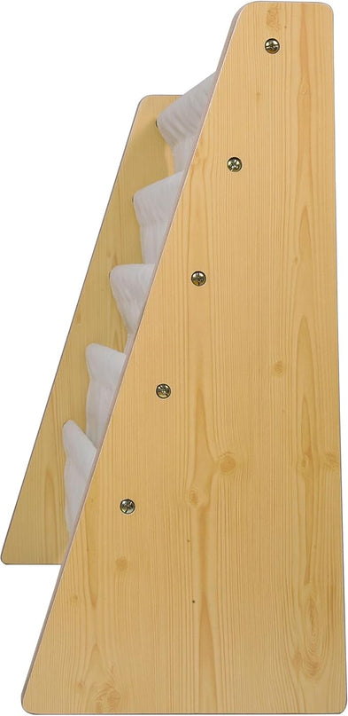 Wildkin Kids Canvas Sling Bookshelf for Boys and Girls, Wooden Design Features Four Fabric Shelves, Keep Bedrooms, Playrooms, and Classrooms Organized, Measures 25 x 24 x 11 Inches (Natural w/ Tan) - LeafyLoom
