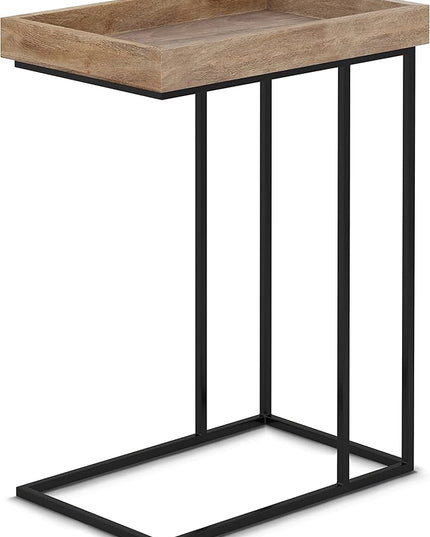 SIMPLIHOME Gallagher SOLID MANGO WOOD and Metal 12 Inch Wide Rectangle C Side Table in Natural, Fully Assembled, For the Living Room and Bedroom - LeafyLoom