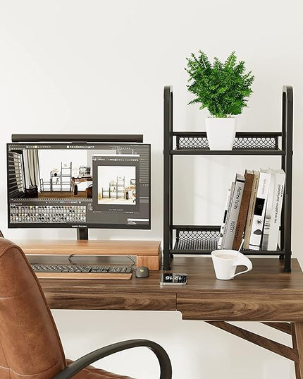 Bookshelf Storage Shelf Bookcase Freestanding Storage Stand for Living Room, Bedroom, Kitchen, Rust Resistance, Easy Assembly Free Combination Multi-Functional Organizer (2 Tiers, Black) - LeafyLoom