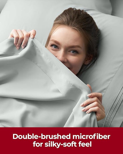 Mellanni Extra Deep Twin Sheets - 3 PC Iconic Collection Bedding Sheets & Pillowcases - Hotel Luxury, Ultra Soft, Cooling Bed Sheets - Extra Deep Pocket up to 21 inch (Twin, Spa Mint) - LeafyLoom