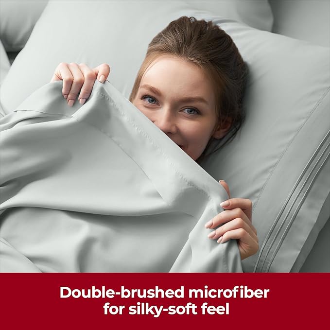 Mellanni Extra Deep Twin Sheets - 3 PC Iconic Collection Bedding Sheets & Pillowcases - Hotel Luxury, Ultra Soft, Cooling Bed Sheets - Extra Deep Pocket up to 21 inch (Twin, Spa Mint) - LeafyLoom
