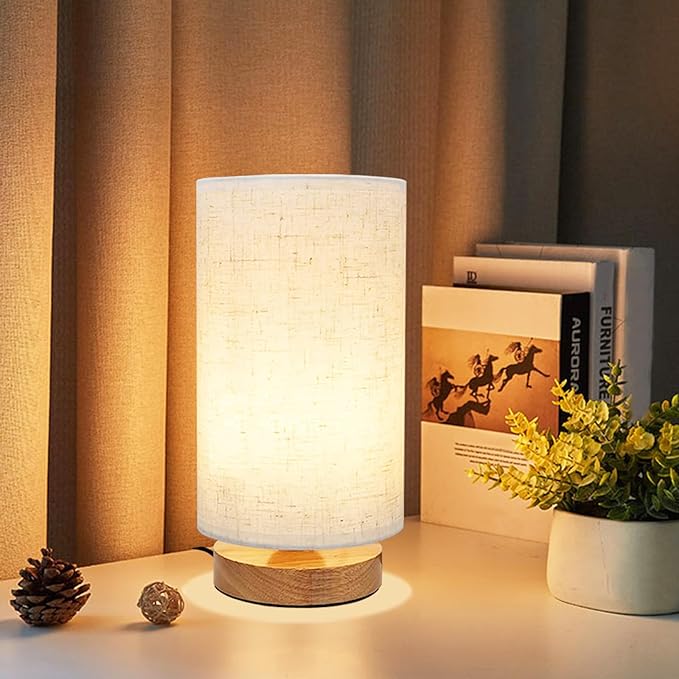 Table Lamp for Bedroom - Small Beside Touch Lamps for Night Stands Home Office - Minimalist Design Warm Light Mini Boho Lamp - Fits in Kids,Living,Nursey Room,College Dorm - Awesome Gift Choice - LeafyLoom