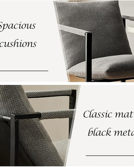 Wimarsbon Modern Accent Chair, Mid Century Sitting Chair with Sponge Cushion, Comfy and Sturdy Lounge Chair with Metal Leg for Bedroom, Living Room, Office,Easy Assembly (Linen-Grey) - LeafyLoom