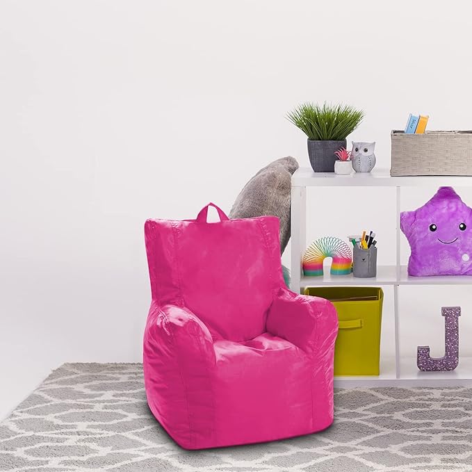 Posh Creations Bean Bag Structured Seat for Toddlers and Kids, Comfy Chair for Children, Pasadena, Pink - LeafyLoom