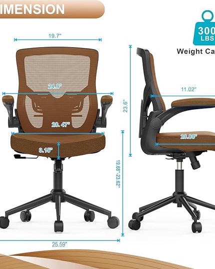 Office Chair, High Back Desk Chair Adjustable Height and Ergonomic Design Home Office Computer Chair Executive Lumbar Support Padded Flip-up Armrest - LeafyLoom