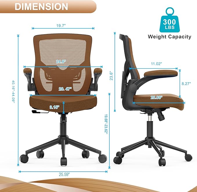 Office Chair, High Back Desk Chair Adjustable Height and Ergonomic Design Home Office Computer Chair Executive Lumbar Support Padded Flip-up Armrest - LeafyLoom