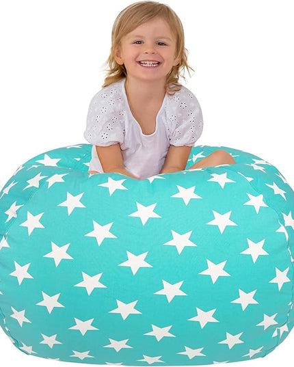 Aubliss Stuffed Animal Bean Bag Storage Chair (Aqua Star, X-Large (48'')) - LeafyLoom