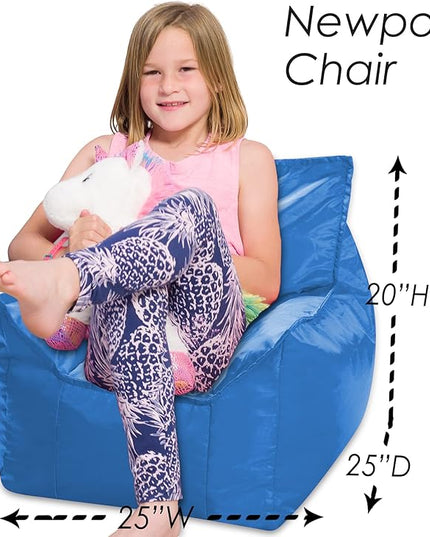 Posh Creations Bean Bag Chair Structured Comfy Seat Use for Gaming, Reading and Watching TV, Newport, Royal Blue - LeafyLoom