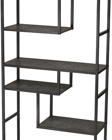 Household Essentials 8090-1 Tall Open Bookcase | Geometric Storage Shelves | Faux Slate Concrete - LeafyLoom