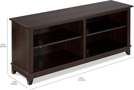 ROCKPOINT 58inch TV Stand Media Console for TV’s up to 65 Inches, Home Living Room Storage Console, Entertainment Center with 4 Open Storage Shelves, Modern TV Console Table (Mahogany Brown) - LeafyLoom