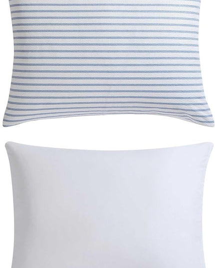 Nautica - Twin Comforter Set, Luxuriously Soft Seersucker Textured Bedding with Matching Sham, Wrinkle-Free Striped Home Decor, Dorm Room Essentials (Windsor Blue, Twin) - LeafyLoom