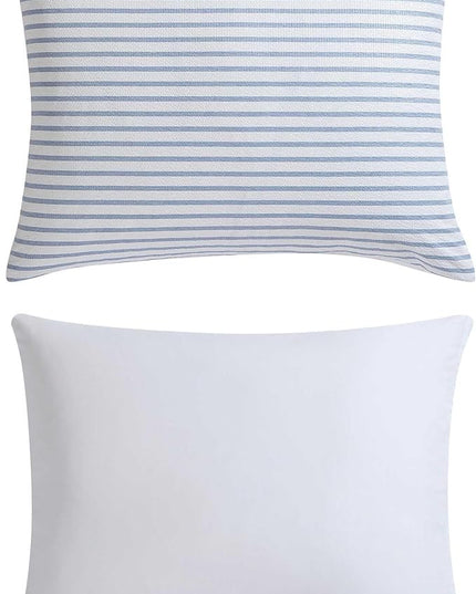 Nautica - King Comforter Set, Luxuriously Soft Seersucker Textured Bedding with Matching Shams, Wrinkle-Free Striped Home Decor (Windsor Blue, King) - LeafyLoom