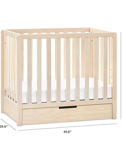 Carter's by DaVinci Colby 4-in-1 Convertible Mini Crib with Trundle Drawer in Washed Natural, Greenguard Gold Certified, Undercrib Storage - LeafyLoom