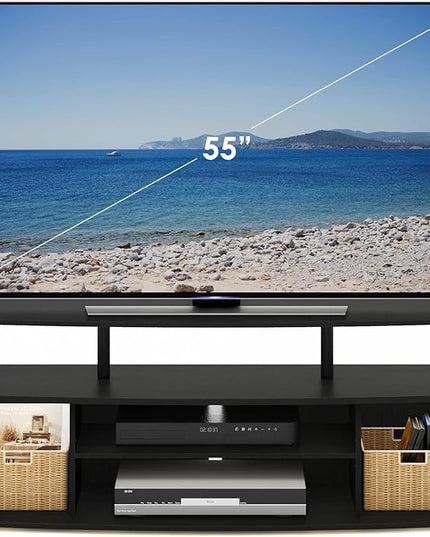Furinno Jaya Large Entertainment Center Hold up to 55-in TV, Inches, Blackwood - LeafyLoom